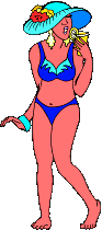dame in blauwe bikini