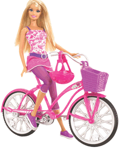 Barbie op fiets