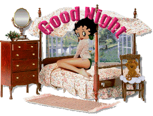 Betty Boop op bed Goodnight tekst