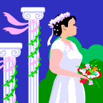 bruid loopt naar het altaar