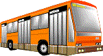 bussen, oranje touringcar