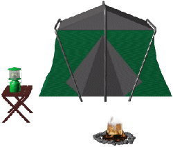 camping, tent met houtvuur