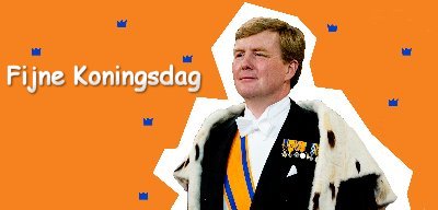 fijne koningsdag tekstplaatje met foto Willem Alexander